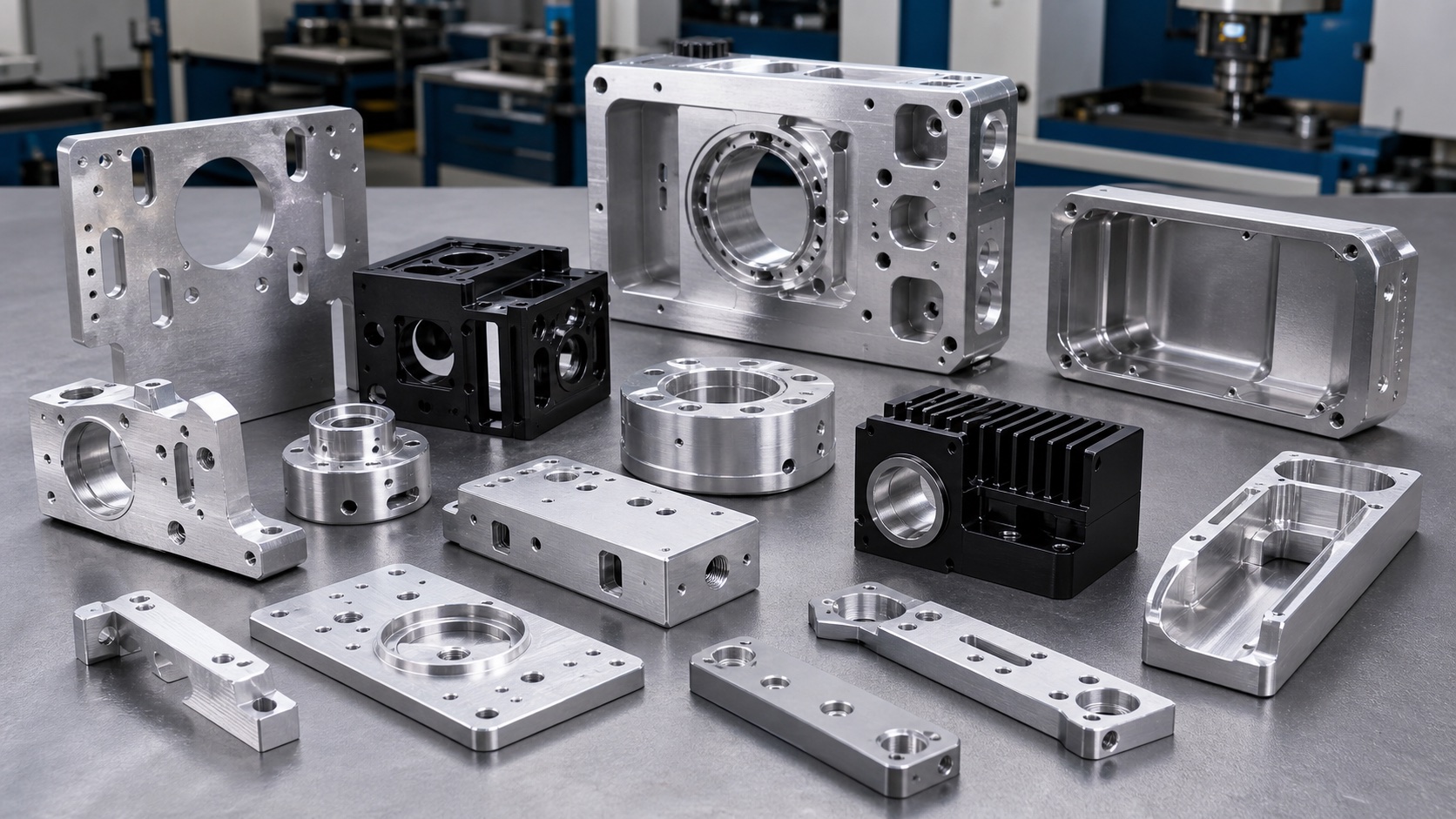 Aluminum CNC machined housings brackets plates and fixtures for custom parts