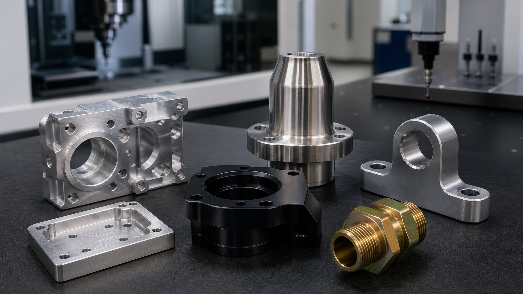 CNC machined parts with anodized brushed plated and deburred surface finishes