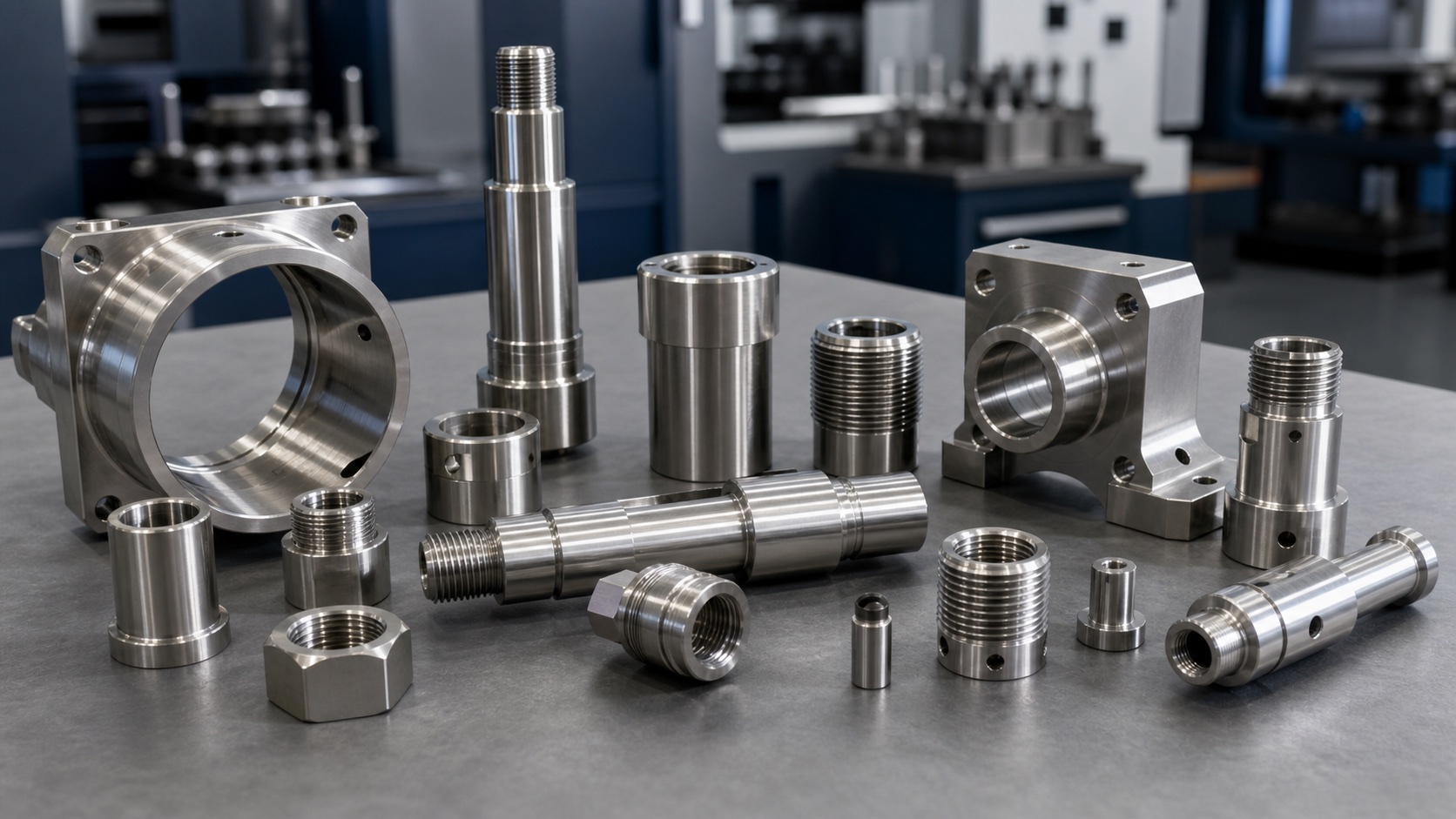 Stainless steel CNC machined shafts sleeves fittings and precision components